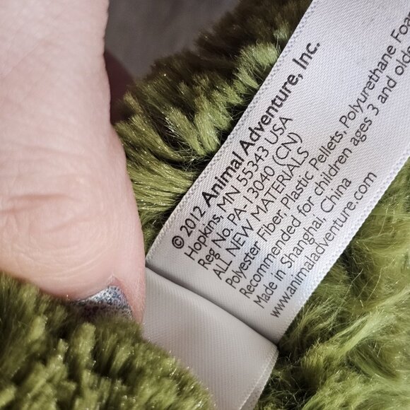 Animal Adventure‎ Green Frog Plush Stuffed Animal Yellow Gingham Bow 11" 2012 - Picture 10 of 10